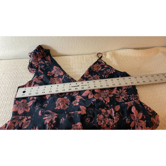 Lulus XL Navy Pink Floral Dress Sleeveless V Neck Fully Lined - Picture 4 of 12